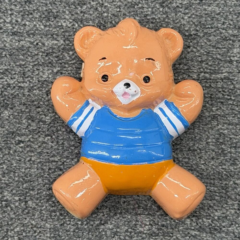 Vintage Baby Boy Bear Fridge Magnet Blue Sporty Shirt Taiwan ROC 3D Kitschy Cute
